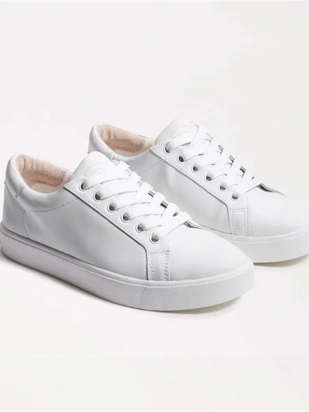 Sam Edelman White Low-Top Leather Platform Sneakers